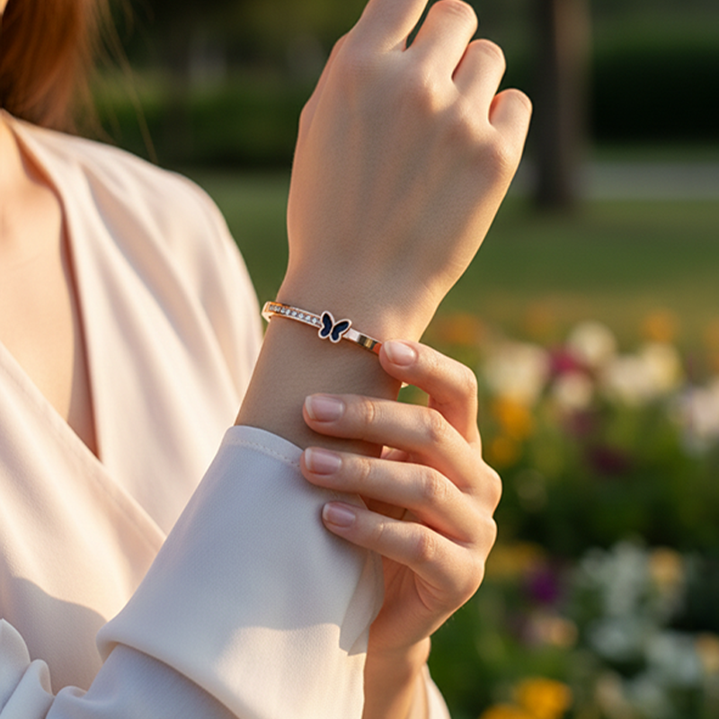 Anti-tarnish Butterfly Bangle 