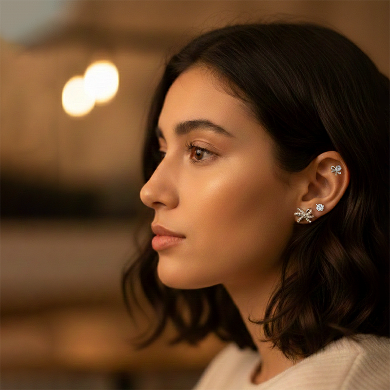 Bow Trio Stud Earrings