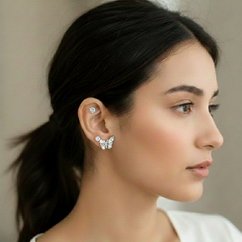 Crystal Butterfly Stud Earrings