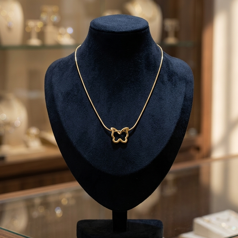 Minimalist Butterfly Pendant Gold-Tone Necklace