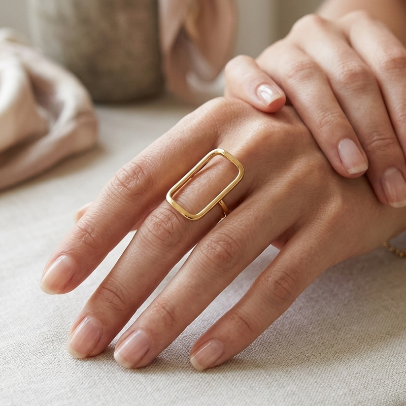 Minimalist Geometric Open Rectangle Ring
