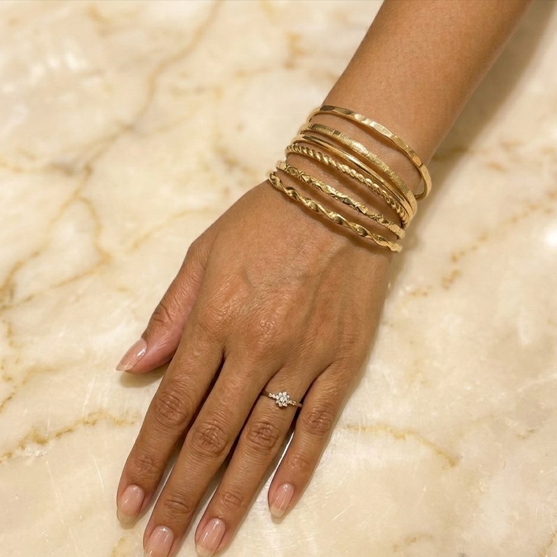 6-Piece Gold Bangle Set for Women